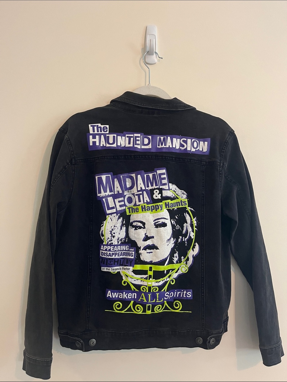 Disney Haunted Mansion Jean Jacket Madam Leota Foolish Mortal Trucker Punk S